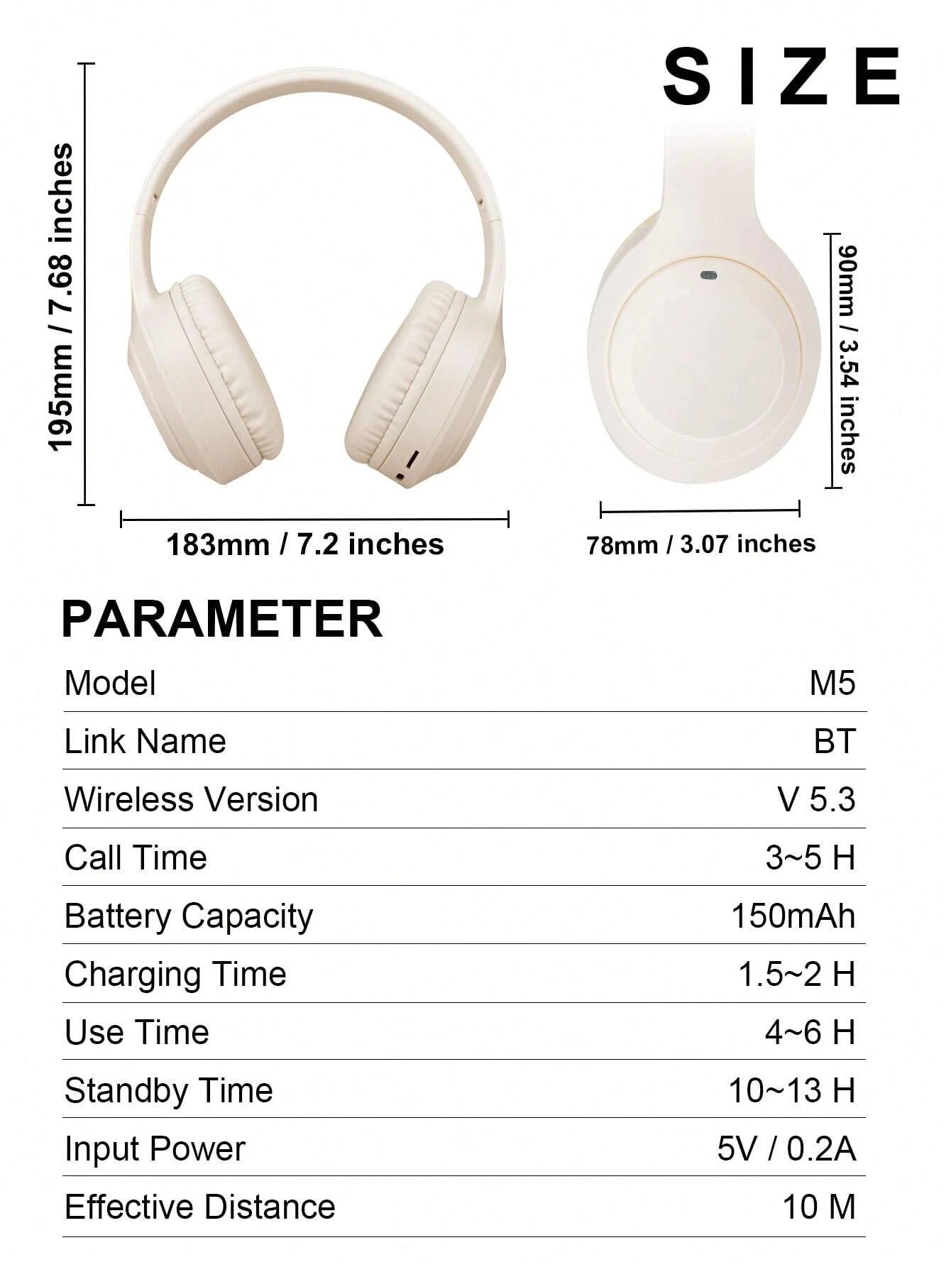 Wireless Headset with Full Coverage, Over-Ear Design, Adjustable Width, Suitable for Business and Mobile Phone Use. Comes with High-Definition Call Quality, Foldable Large Ear Cover, Hifi Heavy Bass and Long Battery Life. an Inexpensive and Convenient Gift Option for Wireless Headset Lovers.