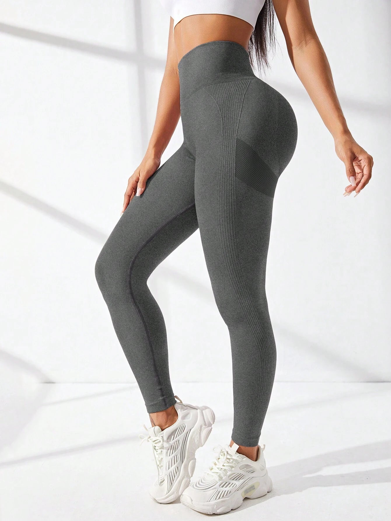 SHEIN Sport Studio Space Dye Wide Waistband Sports Leggings